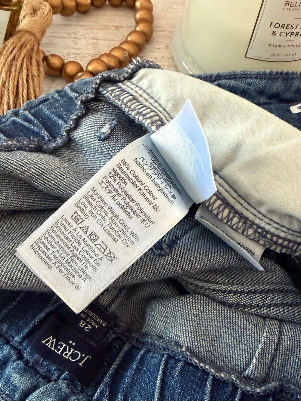 J Crew Re-Imagined Soft Flowy Elastic Waist Blue Jeans Trousers Size 28 Cotton